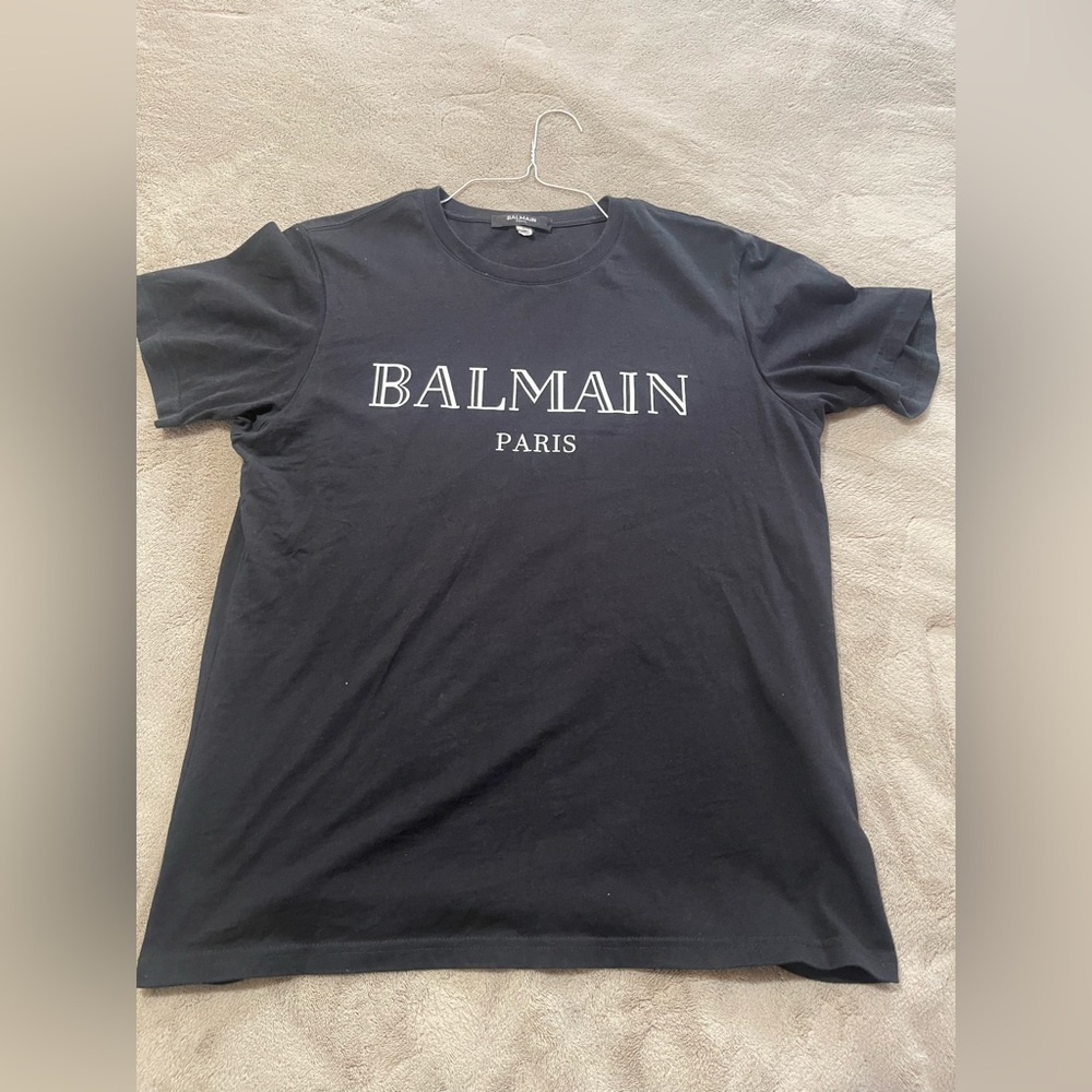 Balmain Black Logo Crewneck Tee